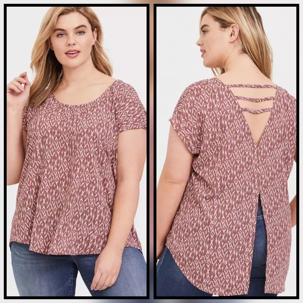Torrid Georgette Strappy Split Back Blouse